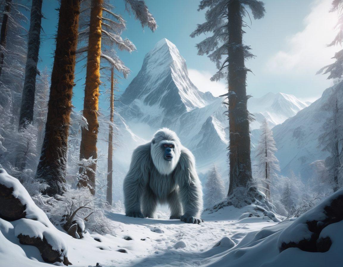 A captivating split-scene image featuring a snowy Himalayan landscape on one side, showcasing a mysterious Yeti lurking among the trees, while the other side displays a dramatic film set with cameras and crew, capturing intense emotions from actors. The contrasting elements symbolize the fusion of documentaries and dramas in the world of Yeti films. super-realistic. vibrant colors. cinematic lighting.